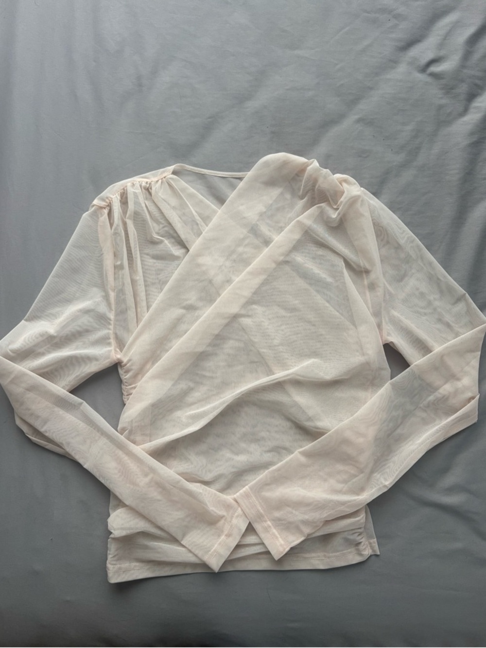 Sheer Wrap-Style Long Sleeve Top